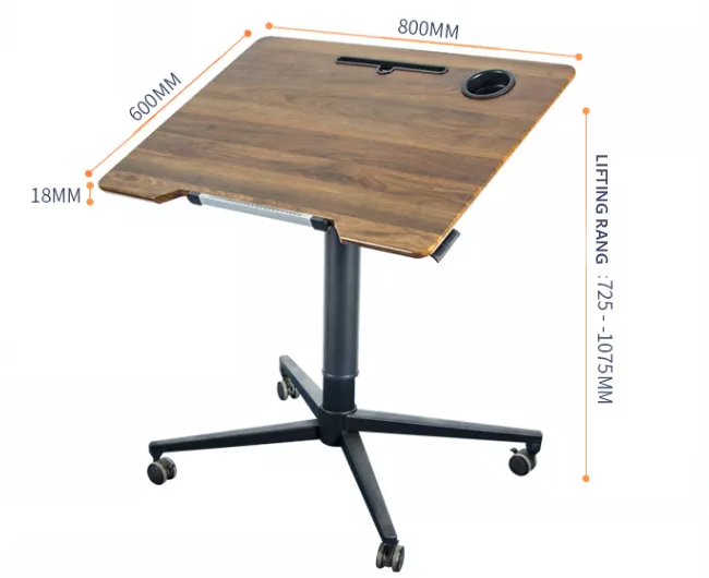 MDF Adjustable Workstation Gas Lift Table 800*600*18mm