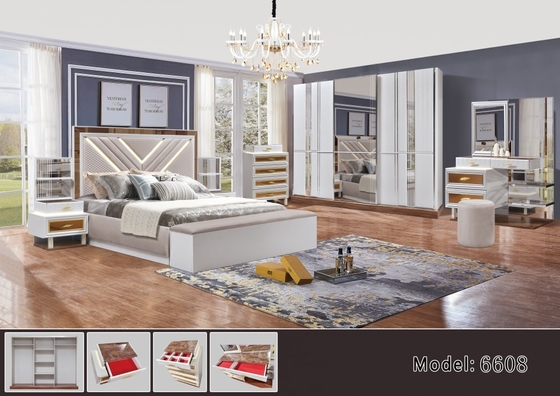 Silver Bed Bench Full Size Bedroom Furniture Sets MDF Wood Panel SGS