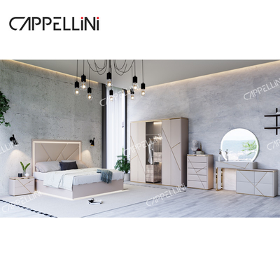 Simple Home Double Wooden Frame Leather King Bed Modern Luxury Wood Full Queen Size Bedroom Furniture Set