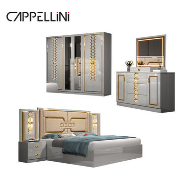 Home Master Room Double Leather King Size Bed Wholesale Cheap Modern Luxury Queen Wooden Mdf Full Bedroom Furniture Set