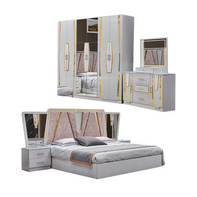 Foshan Wholesale Wood Frame Double Leather King Size Bed Suite Home Wooden Queen Full Cheap Modern Luxury Bedroom Furniture Set