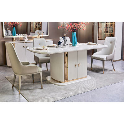 Modern Luxury Home Wooden Dining Table and Chairs Set 6 Seater Furniture White Complete Wood Dining Room Sets
