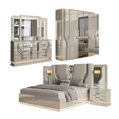 Turkish Style Modern Adult Room Double Bed Suite Home Storage Wooden Frame Luxury King Size Complete Bedroom Furniture Set