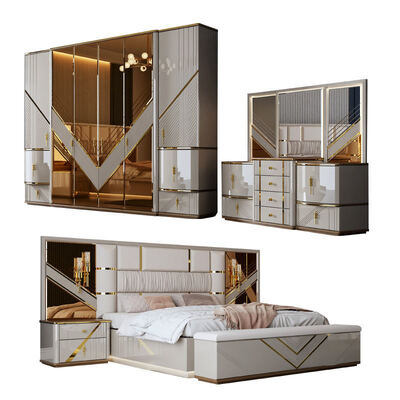 Wholesale Turkish Complete Luxury Bedroom Sets Home Storage Double Bed Room Wooden Frame King Size Modern Bedroom Furniture Set