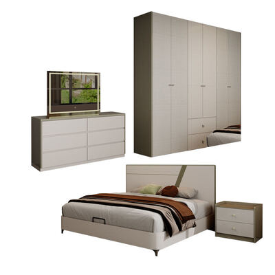 Modern luxury wooden Bedroom Sets Furniture with storage reclining lighted headboard and simple assembly for home hotel apartment