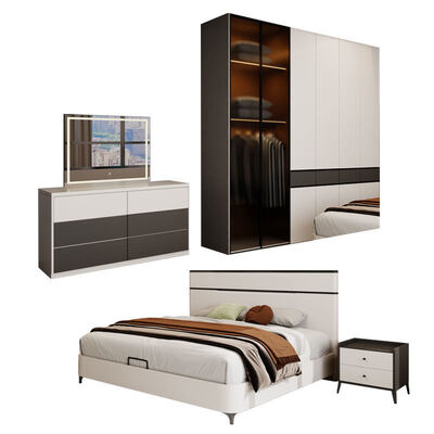 Modern Luxury Bedroom Furniture Set Classic Wooden King Size with Ample Storage Cozy Minimalist Complete Master Suite
