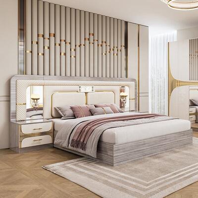 Foshan Wholesale Cheap Turkish Bedroom Sets king Size Bed Frame Luxury Home Room Suite Wooden Modern Bedroom Furniture Set