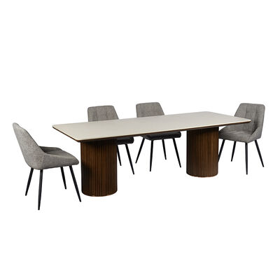 Ensemble Salle Manger Complet Solid Wood Dining Table Stone Slate Top Dining Room Furniture 6 Seater Modern Wooden Dining Table
