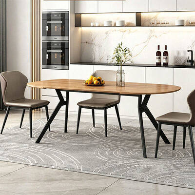 Nordic Modern Extendable Dining Table Foldable Top Wooden Dining Room Furniture Minimalist Solid Wood Folding Dining Table Set
