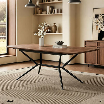 Wholesale Minimalist Rectangle Dining Table Dining Room Furniture Metal Frame Kitchen Table Live Edge Wooden Modern Dining Table
