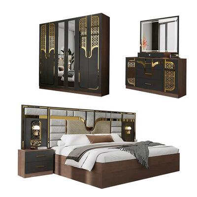 Wholesale Turkish Modern Bedroom Furniture Set Complete 5 Pieces king Size Bed Room Wooden Frame Home Furniture Bedroom Sets