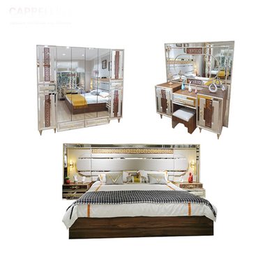 King Size Mirrored Bedroom Sets Furniture 5pcs ODM OEM