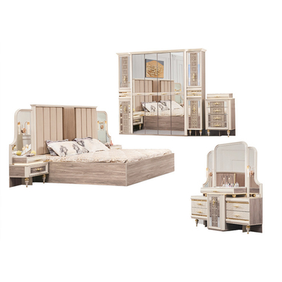 MDF PU Solid Wood Bed With Drawers Home Furniture Bedroom Sets 2*2m