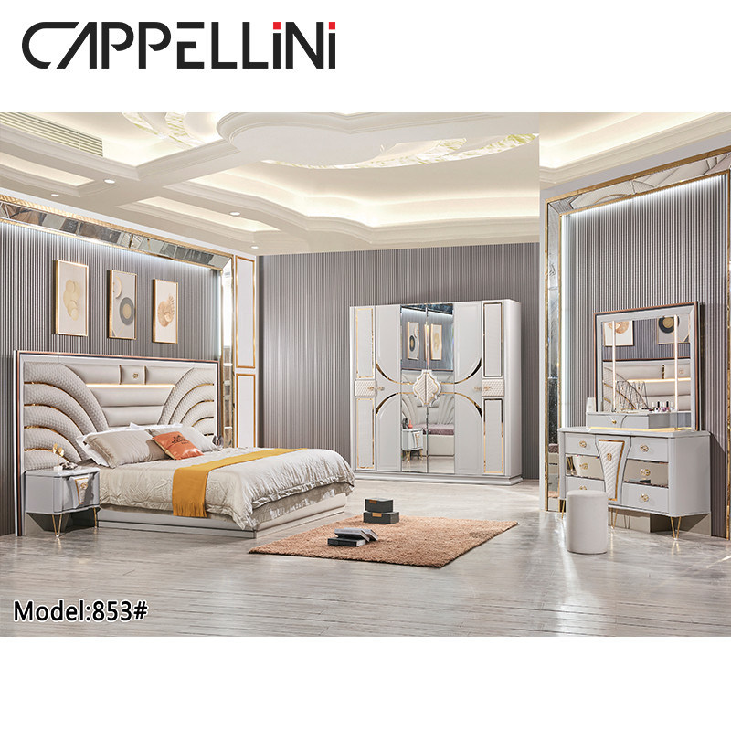 King Size Bedroom Sets Furniture Combo MDF Wardrobe Bed Side Table ...