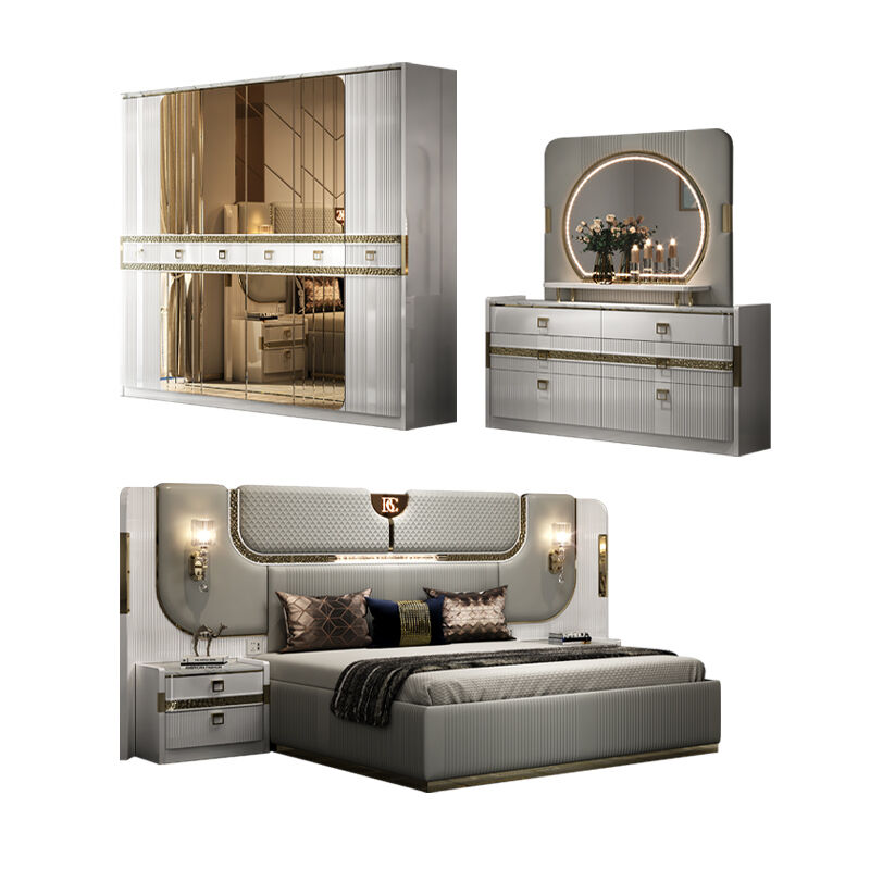 Turkish Style Luxury Wooden King Size Bedroom Sets Double Upholstered ...