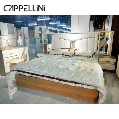 Luxury Modern King Size double king size bed Wood MDF PU Leather Material