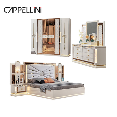 Luxury Royal Modern Wood Frame Double King Size Bed Leather Headboard Home Classic Queen Wooden Full Bedroom Furniture