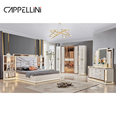 Luxury Royal Modern Wood Frame Double King Size Bed Leather Headboard Home Classic Queen Wooden Full Bedroom Furniture
