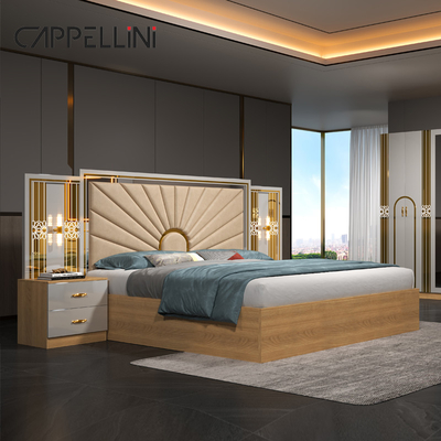 Wholesale Home Master Room King Size Double Bed Modern Luxury Leather Wooden Mdf Full Queen Cheap Bedroom Furniture Set