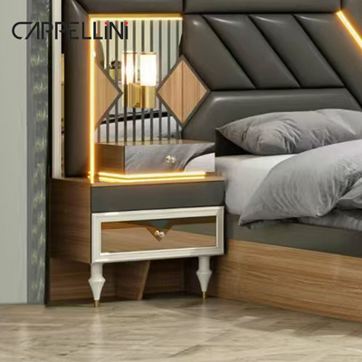 American Wood Frame Double Leather King Size Bed Home Master Room Suite Wooden Cheap Full Modern Bedroom Furniture Set