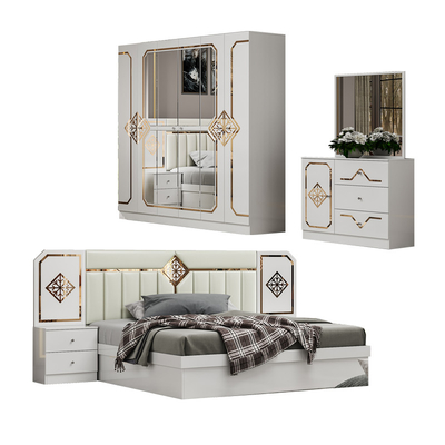 Foshan Wholesale Cheap Luxury Double King Size Bed Room Set Modern Home Complete Wooden Frame Bedroom Sets Furniture