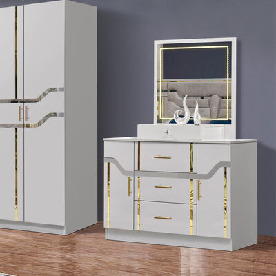 China Wholesale Cheap Wooden MDF king Size Bed Set 5 Pieces Double Room Modern Luxury Wood Frame Bedroom Sets Furniture