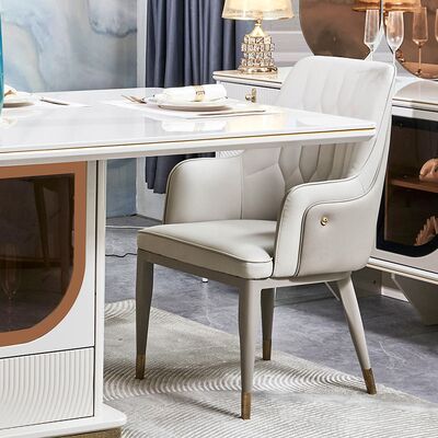 Elegant Luxury Dining Table and Chairs Set 6 Seater Furniture Home Storage White Complete Modern Large Wooden Dining Room Sets