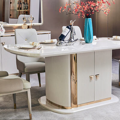 Modern Luxury Home Wooden Dining Table and Chairs Set 6 Seater Furniture White Complete Wood Dining Room Sets