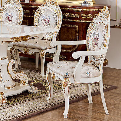French Royal Luxury White Wooden Dining Table Set 6 Seater Chairs Villa Furniture European Classic Large Wood Dining Room Sets