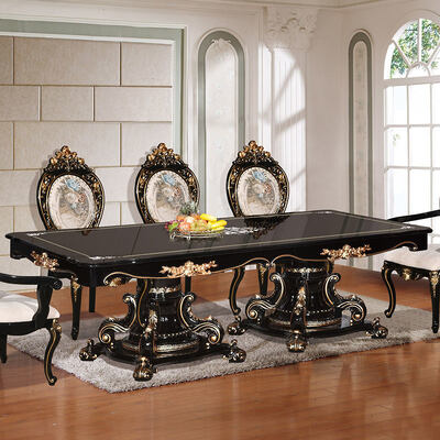 European Classic Style Luxury Dining Table Set 6 Seater Chairs Complete Home Antique Wooden Large Dining Room Sets Furniture