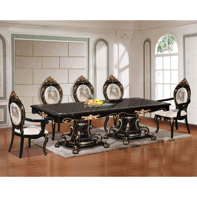 European Classic Style Luxury Dining Table Set 6 Seater Chairs Complete Home Antique Wooden Large Dining Room Sets Furniture