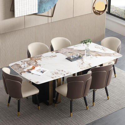Modern Design Royal Metal Dinning Table and Chair Set 6 Seater Home Furniture Dining Room Gold Luxury Marble Dining Table