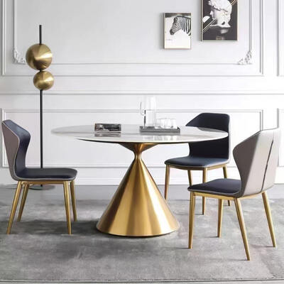 Modern Design Restaurant Metal Base Gold Dining Table 4 6 Seater Chair Set Home Furniture Dining Room Luxury Dining Table