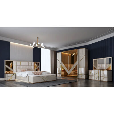 Wholesale Turkish Complete Luxury Bedroom Sets Home Storage Double Bed Room Wooden Frame King Size Modern Bedroom Furniture Set