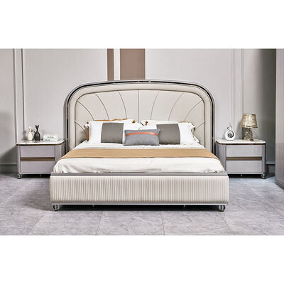 Contemporary Luxury Leather Double Bed Complete Bedroom Sets Master Room Wooden Frame Modern King Size Bedroom Furniture Set