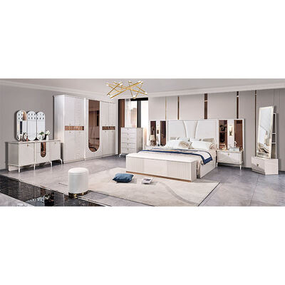 Wooden Luxury Leather King Size Bed Full Bedroom Sets Double Adult Room Wood Frame Complete Modern Luxury Bedroom Furniture Set