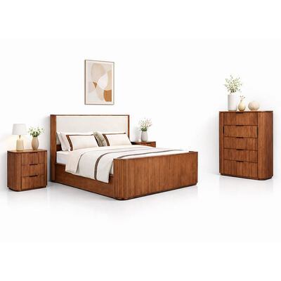 Modern Solid Wood king Size Bedroom Sets Double Bed Master Room Home Storage Wooden Frame Complete Luxury Bedroom Furniture Set