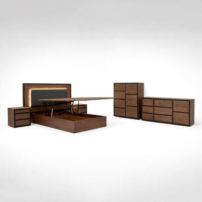 American Simple Solid Wood Bedroom Sets Adjustable Double Bed Home Storage Wooden Frame king Size Complete Bedroom Furniture