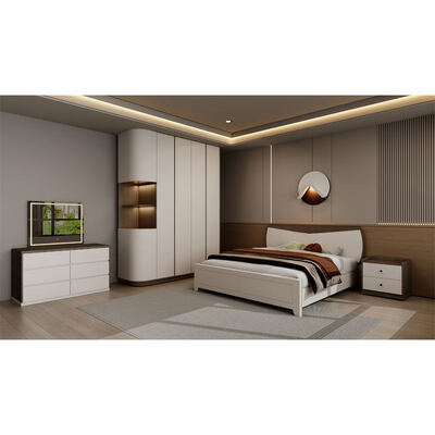Complete Master Bedroom Suite in Wooden, King Size with Ample Storage, Cozy Minimalist Luxury Modern Bedroom Furniture