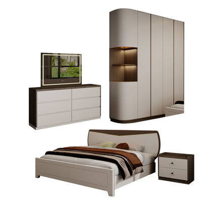 Complete Master Bedroom Suite in Wooden, King Size with Ample Storage, Cozy Minimalist Luxury Modern Bedroom Furniture
