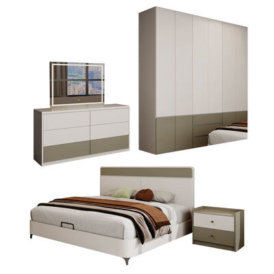 King Size Complete Master Bedroom Set in Classic Wooden with Storage, Cozy Minimalist Luxury Modern Bedroom Furniture