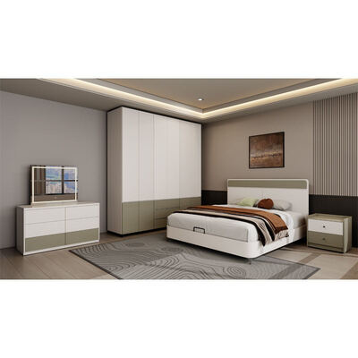King Size Complete Master Bedroom Set in Classic Wooden with Storage, Cozy Minimalist Luxury Modern Bedroom Furniture