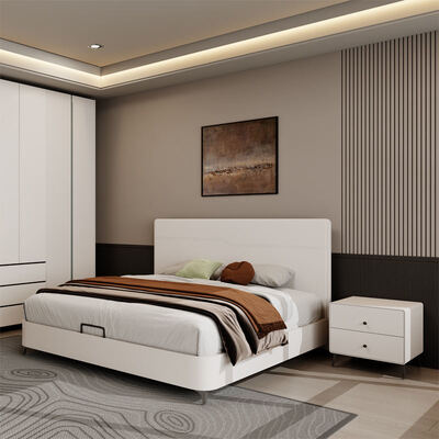 Premium King Size Wooden Bedroom Set with Storage, Offering a Cozy Minimalist Ambiance for the Complete Luxury Modern Bedroom