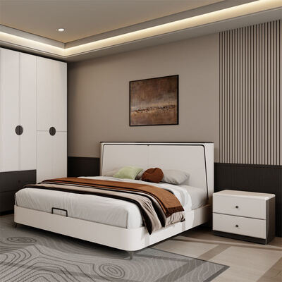 Minimalist Modern Bedroom Set Complete King Size in Classic Wooden with Storage Cozy Luxury Bedroom Furniture Suite