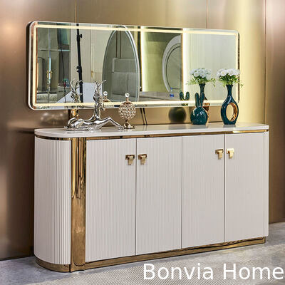 Modern White Wooden Luxury Dining Room Sets 6 Seater Complete Home Furniture Storage Large Wood Dining Table and Chairs Set