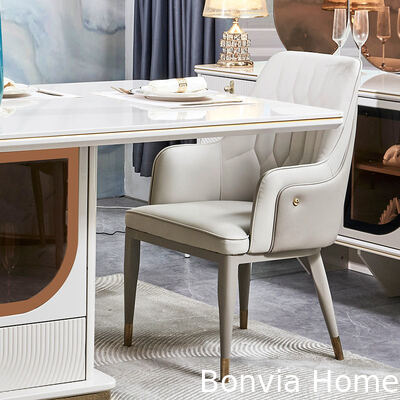 Elegant Luxury Dining Table and Chairs Set 6 Seater Furniture Home Storage White Complete Modern Large Wooden Dining Room Sets