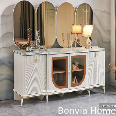 Elegant Luxury Dining Table and Chairs Set 6 Seater Furniture Home Storage White Complete Modern Large Wooden Dining Room Sets