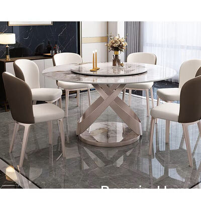 Italian High Quality Dining Room Furniture Long Slate Table and Steel Legs 4 6 Chairs Set