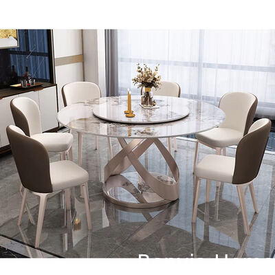 Italian High Quality Dining Room Furniture Long Slate Table and Steel Legs 4 6 Chairs Set