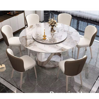 Italian High Quality Dining Room Furniture Long Slate Table and Steel Legs 4 6 Chairs Set